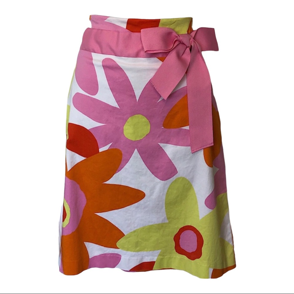 Women's Vintage 60s Retro Flower Power Mod Skirt Groovy Pink Skirt Bright Bold M